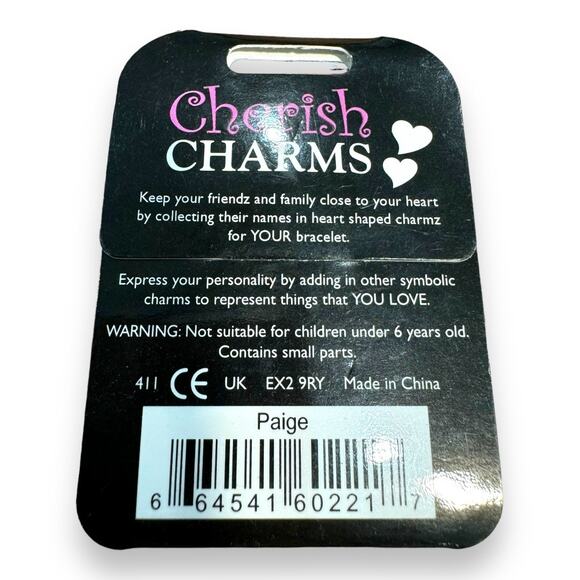 5/$35  Cherish Charms PAIGE Name Bracelet Charm NEW NWT Silvertone Silver Tone - Picture 3 of 3